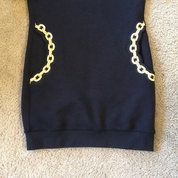 LUCKY CHOUETTE Navy SS Knit Dress CHAIN DETAIL - Picture 3 of 8